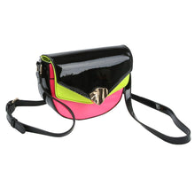 Load image into Gallery viewer, Black Pink Yellow Shiny Crossbody Bag
