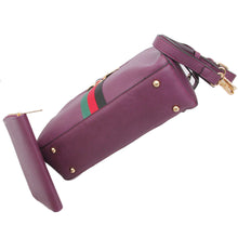 Load image into Gallery viewer, Purple Stripe Top Handle Handbag Set
