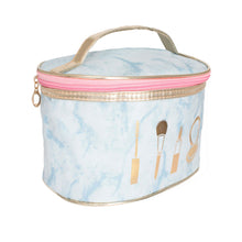Load image into Gallery viewer, Marbled Blue Round Cosmetic Pouch
