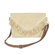 Load image into Gallery viewer, Cream Fringe Envelope Clutch
