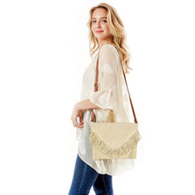 Load image into Gallery viewer, Cream Fringe Envelope Clutch
