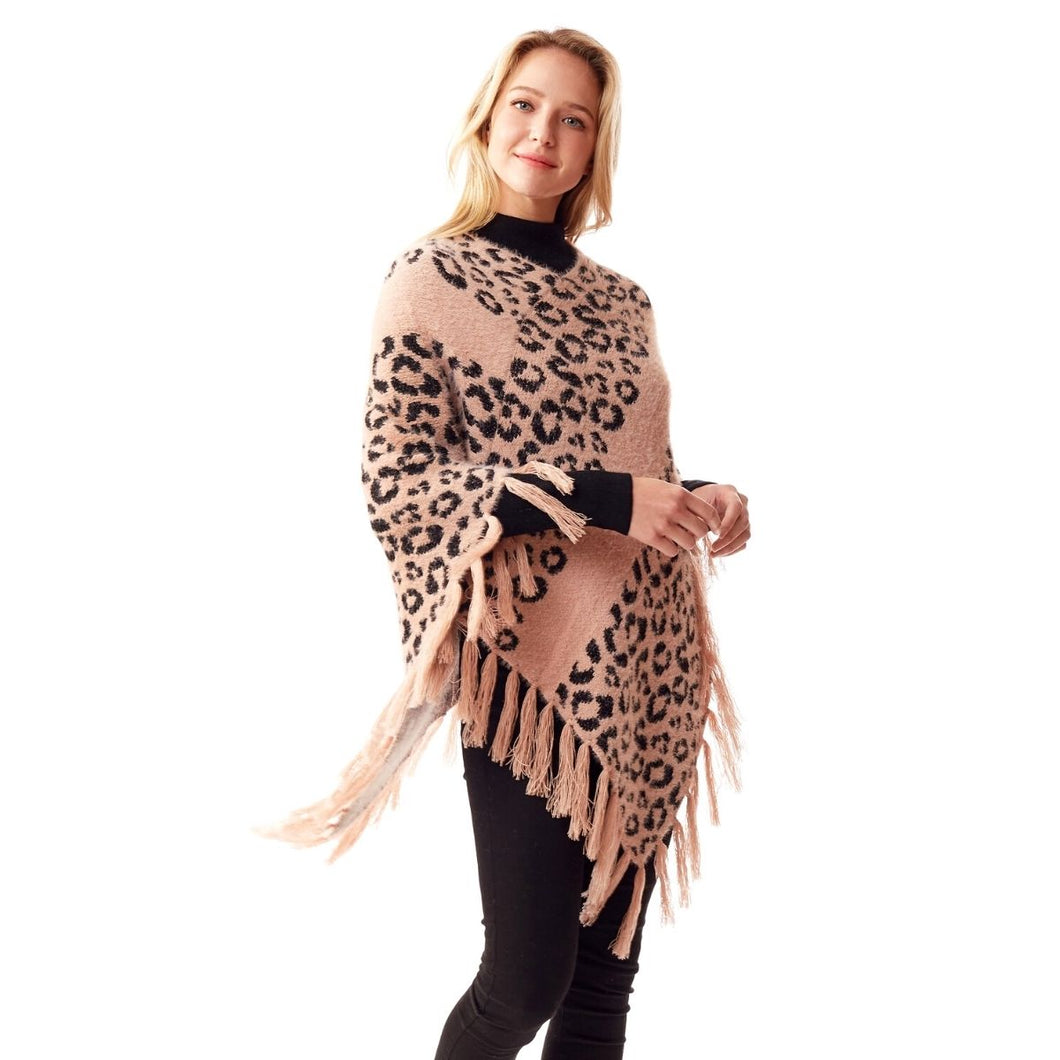 Pink Leopard Eyelash Poncho