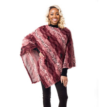 Load image into Gallery viewer, Dark Pink Animal Print Fur Poncho
