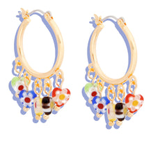 Load image into Gallery viewer, Heart Shaped Cute Bead Gold Hoops
