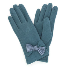 Load image into Gallery viewer, Blue Houndstooth Bow Smart Gloves
