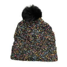 Load image into Gallery viewer, Black Confetti Cable Knit Beanie
