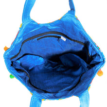 Load image into Gallery viewer, Blue Embroidered Elephant Tote
