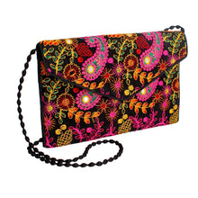 Load image into Gallery viewer, Black Embroidered Envelope Clutch
