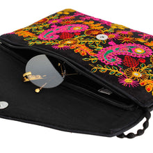 Load image into Gallery viewer, Black Embroidered Envelope Clutch
