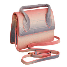 Load image into Gallery viewer, Pink Croc Flap Satchel Handbag
