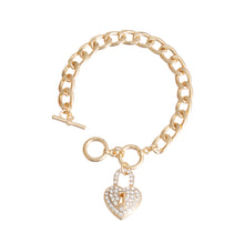 Load image into Gallery viewer, Gold Locked Heart Bracelet
