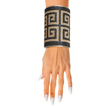 Load image into Gallery viewer, Greek Key Glamour Cuff - Gold and Black
