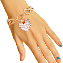 Load image into Gallery viewer, Clear Gold Heart Toggle Bracelet

