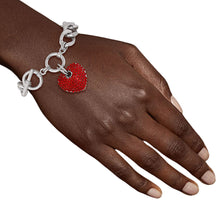 Load image into Gallery viewer, Red Stone Heart Silver Bracelet
