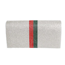 Load image into Gallery viewer, Designer Stripe Silver Flap Clutch
