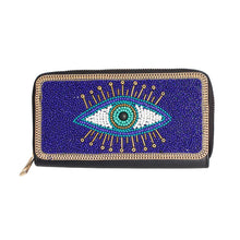 Load image into Gallery viewer, Blue Evil Eye Beaded Wallet
