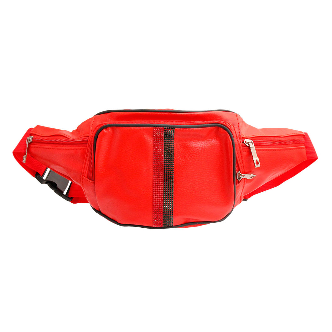 Designer Stripe Red Fanny Pack