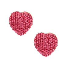 Load image into Gallery viewer, Pink Stone Gold Heart Studs
