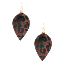 Load image into Gallery viewer, Small Brown Leopard Fur Leaf Earrings
