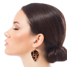Load image into Gallery viewer, Small Leopard Fur Leaf Earrings
