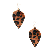 Load image into Gallery viewer, Small Leopard Fur Leaf Earrings
