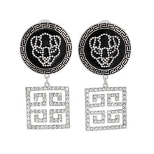 Load image into Gallery viewer, Silver Greek Tiger Charm Earrings
