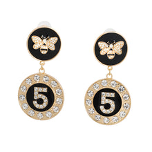 Load image into Gallery viewer, Gold and Black Bee 5 Charm Earrings
