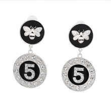 Load image into Gallery viewer, Silver and Black Bee 5 Charm Earrings
