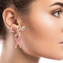 Load image into Gallery viewer, Gold Love Heart Ribbon Earrings
