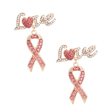 Load image into Gallery viewer, Gold Love Heart Ribbon Earrings
