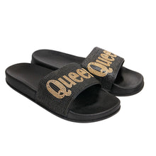 Load image into Gallery viewer, Size 7 Queen Black Slides
