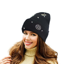 Load image into Gallery viewer, Black Bling Greek Beanie
