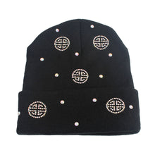 Load image into Gallery viewer, Black Bling Greek Beanie

