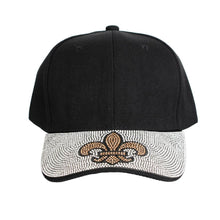 Load image into Gallery viewer, Hat Black Fleur de Lis Bling Baseball Cap Women
