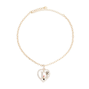 Gold Designer D Heart Necklace