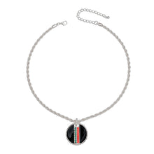 Load image into Gallery viewer, Black Stripe Pendant Silver Twisted Chain
