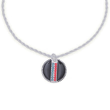 Load image into Gallery viewer, Black Stripe Pendant Silver Twisted Chain
