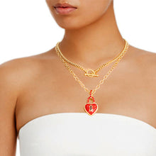 Load image into Gallery viewer, Red Locked Heart Gold Necklace
