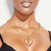 Load image into Gallery viewer, Pink Ribbon Pink Heart Necklace
