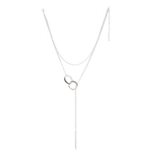 Load image into Gallery viewer, Silver Greek Key Lariat Necklace
