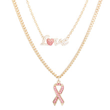 Load image into Gallery viewer, Gold Love Pink Ribbon Chain
