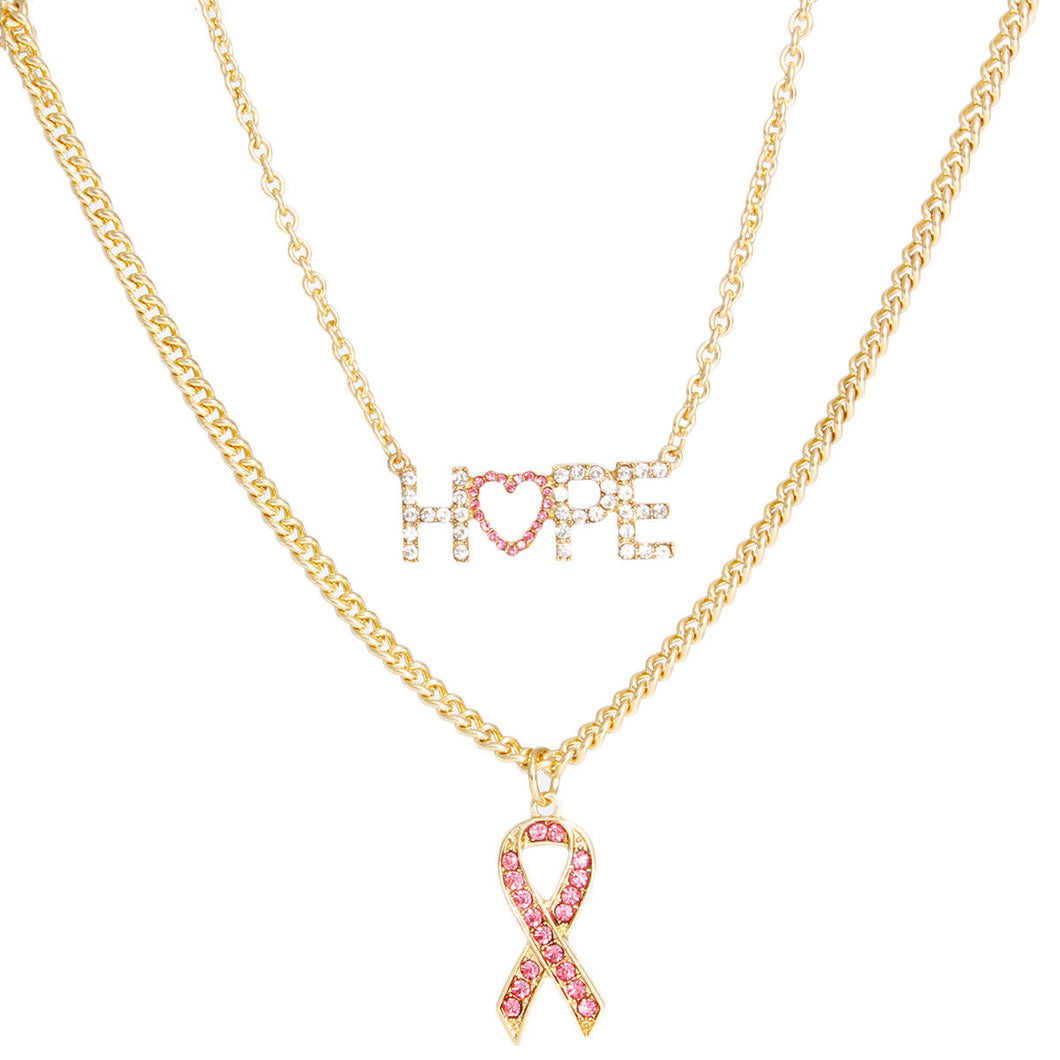 Gold Hope Pink Ribbon Chain