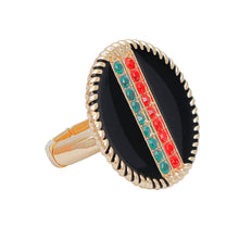 Load image into Gallery viewer, Black Stripe Charm Gold Ring
