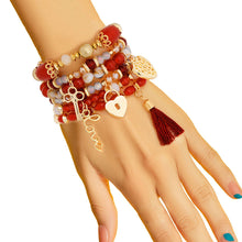 Load image into Gallery viewer, Burgundy Glass Bead Love Bracelets
