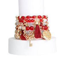 Load image into Gallery viewer, Burgundy Glass Bead Love Bracelets
