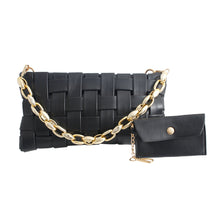 Load image into Gallery viewer, Black Woven Clutch Crossbody Set
