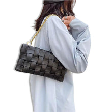 Load image into Gallery viewer, Black Woven Clutch Crossbody Set
