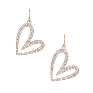 Gold Angled Heart Earrings