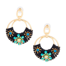 Load image into Gallery viewer, Turquoise Flower Round Earrings
