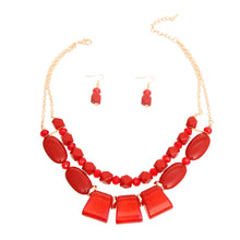 Load image into Gallery viewer, Wine Red Double Layered Necklace Set
